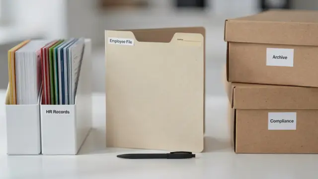 Geordnete Personalakte und Dokumentenablage zum Thema Personalaktenpflichten und HR-Daten